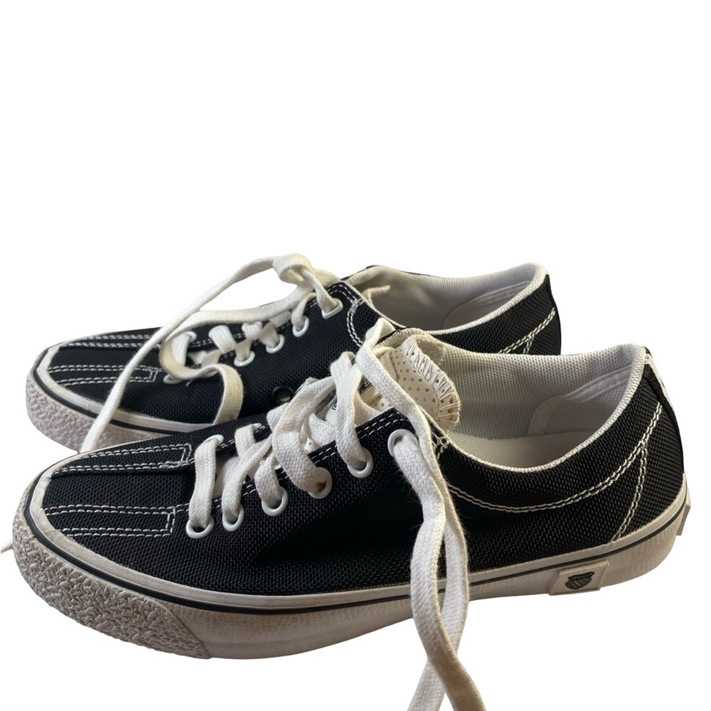 K Swiss Black Canvas Sneakers with White Laces Size 6